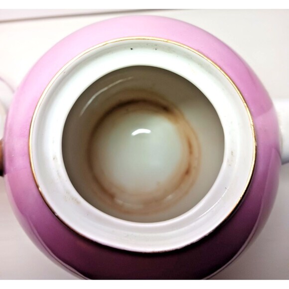 Antique G.H.O. Greiner & Herda Bavaria Lusterware Teapot Blue Pink Germany - Picture 13 of 13